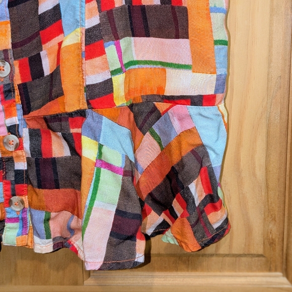 Anthropologie Pilcro Women's Tank Top Blouse Size Medium Abstract Peplum Orange - Picture 7 of 10